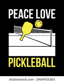 Peace Love Pickleball, Pickleball t-shirt design art illustration 