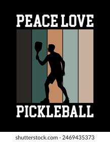 Peace Love Pickleball, Pickleball t-shirt design art illustration 