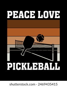 Peace Love Pickleball, Pickleball t-shirt design art illustration 