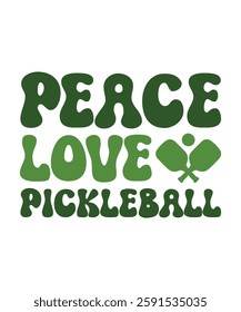 PEACE LOVE PICKLEBALL. T-SHIRT DESIGN. PRINT TEMPLATE.TYPOGRAPHY VECTOR ILLUSTRATION.