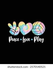 peace love play volleyball t-shirt design.