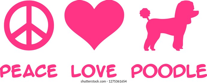 Peace, Love, Poodle slogan pink