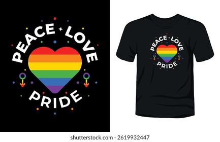 Peace love pride typography t-shirt