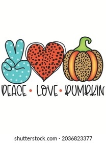 Ilustración del vector Halloween de Peace Love Pumpkin. Contentos antecedentes de Halloween