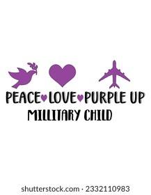 peace love purple up military child  purple up t shirt print template