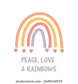 Peace love and rainbows pastel graphic