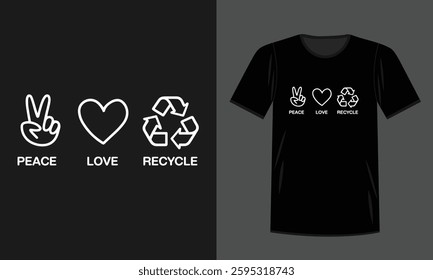 Peace Love Recycle – Minimalist Earth Day Design for Eco-Friendly Awareness