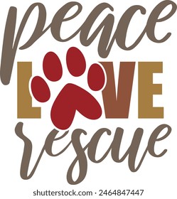 Peace Love Rescue - Pet Rescue Illustration