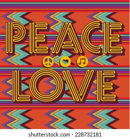 Peace & Love - Retro style. Pixel background. Abstract Background. Vector Pattern of Pixel Geometric Shapes. Vector illustration