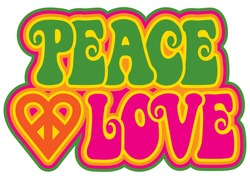 Peace And Love Retro-style Text Design With A Peace Heart Symbol.
