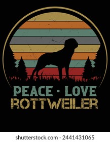 Peace Love Rottweiler Retro T-Shirt Design