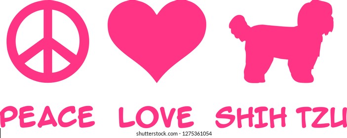 Peace, Love, Shih Tzu slogan pink