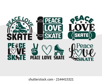 Peace Love Skate Printable Vector Illustration