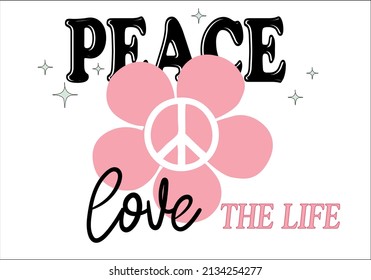 peace and love slogan daisy peace illustration drawing design vector