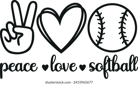 Peace Love Softball Digital EPs Vector graphics File