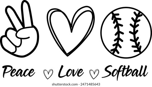 Peace Love Softball Digital EPs Vector graphics File