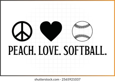 Peace love softball T-shirt Design