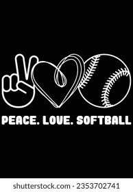 Peace love softball vector art design, eps file. design file for t-shirt. SVG, EPS cuttable design file