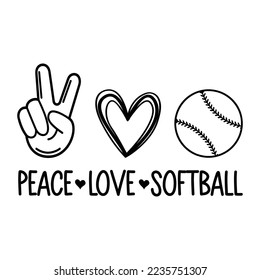Peace Love And Softball Vector Design