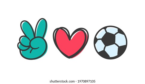peace love sport. Sports ball design for the lovers of sports for health.