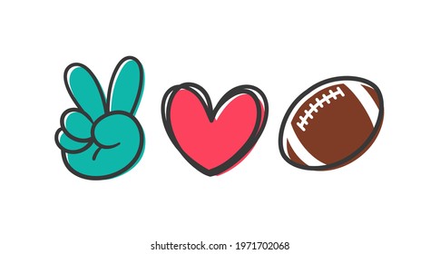 peace love sport. Sports ball design for the lovers of sports for health.