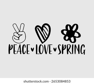 Peace Love Spring, Happy Spring Eps design, Spring Eps Cut File, Hoppy t shirt, Bunny and spring Eps, Egg for Kids, Cut File Cricut