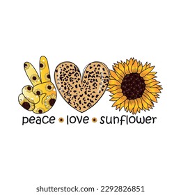 peace love sunflower, sunflower vector, t shirt design