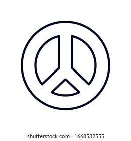 peace and love symbol line style icon design of Hippie art creative culture antiwar decoration and style theme Vector illustration