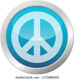 Peace and love symbol vector antiwar pacifism icon hippie culture sign on light blue circle frame illustration