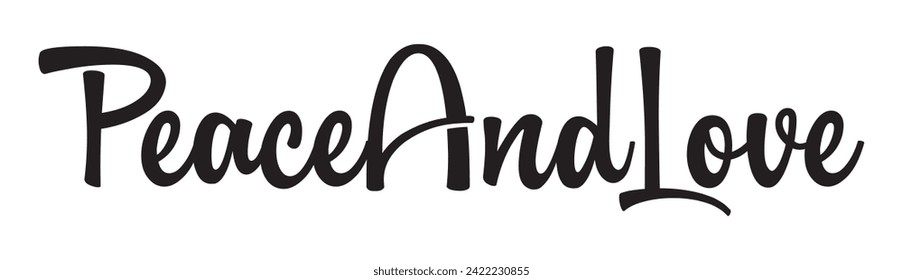 peace and love text on white background.