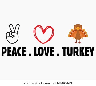 Peace Love Turkey Svg, Camisa Del Día Mundial Vegano, Citas Del Día Vegano Svg, Regalo Vegetariano, Svg Vegetariano Divertido, Svg Vegano, Archivo Cortado, Silueta