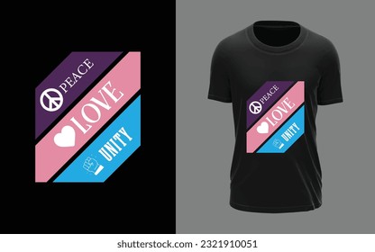 Peace, love and unity Abstract mark T-shirt design, motivational, trendy, typographic, t-shirt design, modern, stylish, t-shirt vector and template.