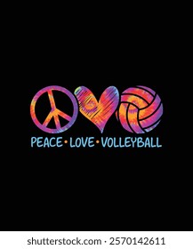 Peace love volleyball, Volleyball sport t-shirt design.