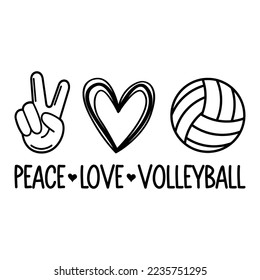 Peace Love And Volleyball Vector Design