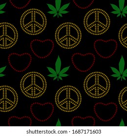 Peace, Love Weed Seamless Vector Pattern