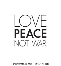 peace and love words with heart peace symbol, lettering typography poster.