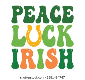 Peace Luck Irish - Happy St. Patrick typography T-shirt vector, Saint Patrick's Day gnome Illustration Design, lucky shamrock Clipart