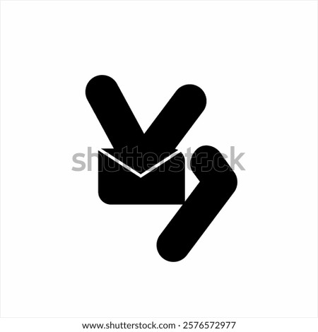 Peace message icon logo design with victory symbol and envelope.	