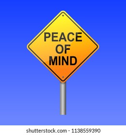 Peace of mind road sign concept.