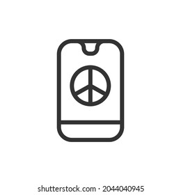 Das Symbol für die minimale Linie Frieden. Webhub-Symbol-Design. Friedenszeichen einzeln auf weißem Hintergrund. Premium-Line-Symbol.