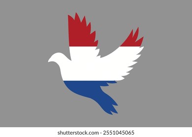 Paz para los Países Bajos con bandera, Bandera de los Países Bajos Vector de ilustración de país, Rectángulo Holanda bandera ilustración, Ilustración vectorial plana
