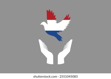 Paz para los Países Bajos con bandera, Bandera de los Países Bajos Vector de ilustración de país, Rectángulo Holanda bandera ilustración, Ilustración vectorial plana
