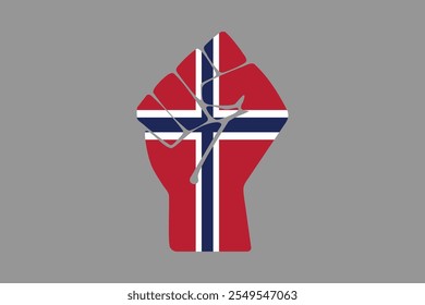 Paz para a Noruega com bandeira, Bandeira da Noruega símbolo nacional ilustração Vetor, Retângulo Noruega bandeira ilustração, Vetor plano ilustração
