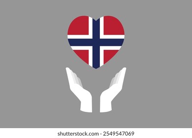 Paz para a Noruega com bandeira, Bandeira da Noruega símbolo nacional ilustração Vetor, Retângulo Noruega bandeira ilustração, Vetor plano ilustração
