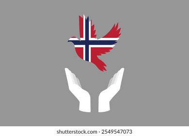 Paz para a Noruega com bandeira, Bandeira da Noruega símbolo nacional ilustração Vetor, Retângulo Noruega bandeira ilustração, Vetor plano ilustração
