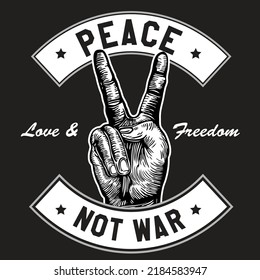 Peace Not War Hand Sign Emblem