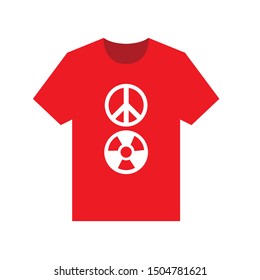 peace and nuclear in a t-shirt, white background illustration
