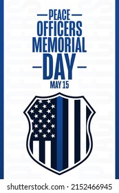 Peace Officers Memorial Day. May 15. Holiday concept. Template for background, banner, card, poster with text inscription. Vector EPS10 illustration