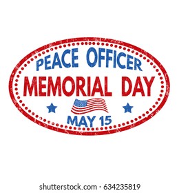 Peace Officers Memorial Day sign or stamp on white background, vector illustration