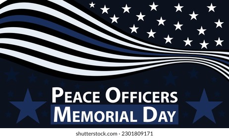 Peace Officers Memorial Day Vektorbanner-Design mit amerikanischem Flag-Thema, Sternen, Streifen und Typografie. Friedensbüros Gedenktag moderne, einfache Poster-Illustration Hintergrund.